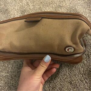 Coach Tan and Brown Toiletry Bag